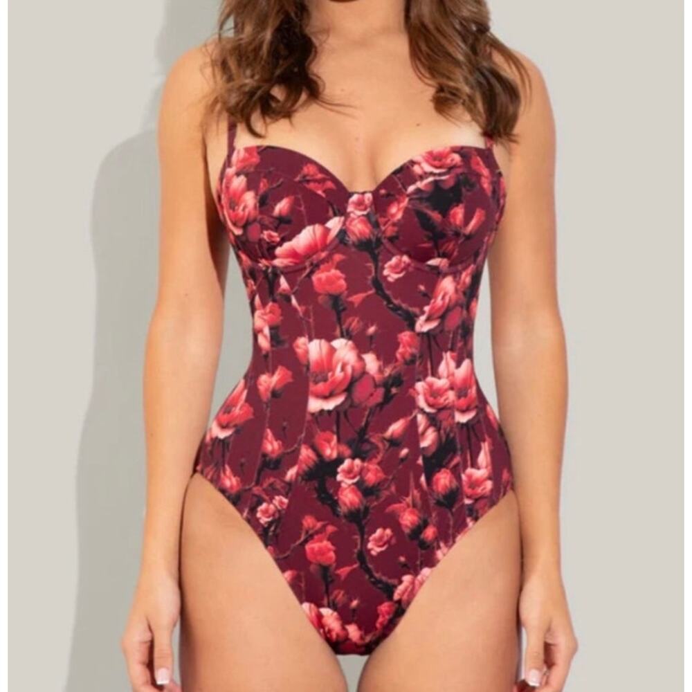 TA3 Lushy Swimsuit in 3X XLong D/DD in Wine Floral